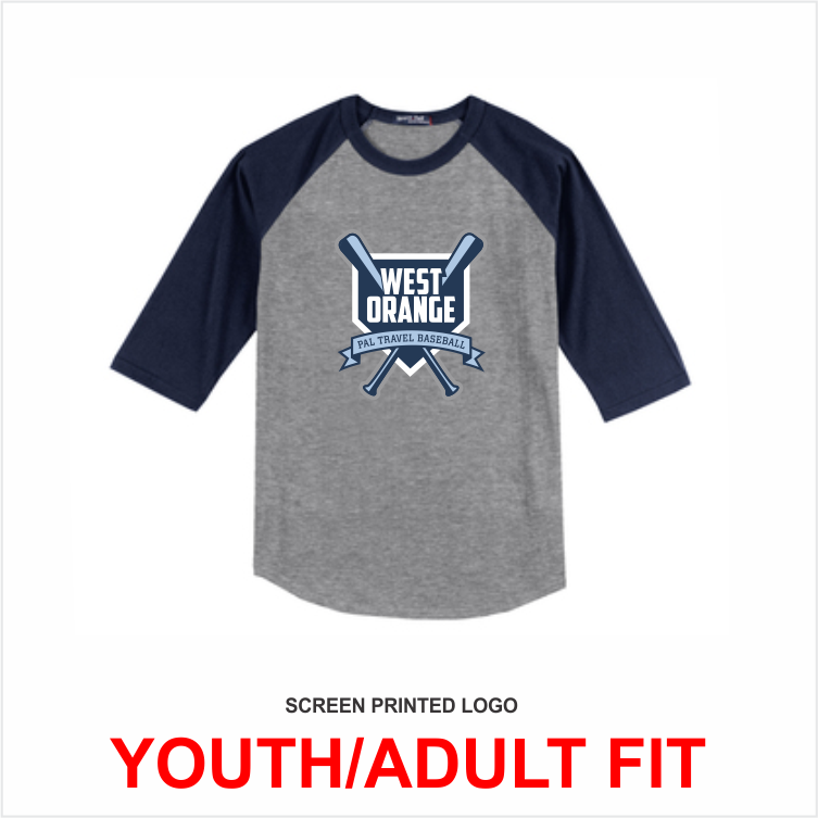 WEST ORANGE PAL BASEBALL '19 GREY/NAVY 3/4 BASEBALL SHIRT