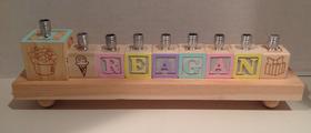 pastel wooden alphabet blocks