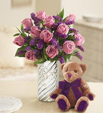 lavender rose teddy bear