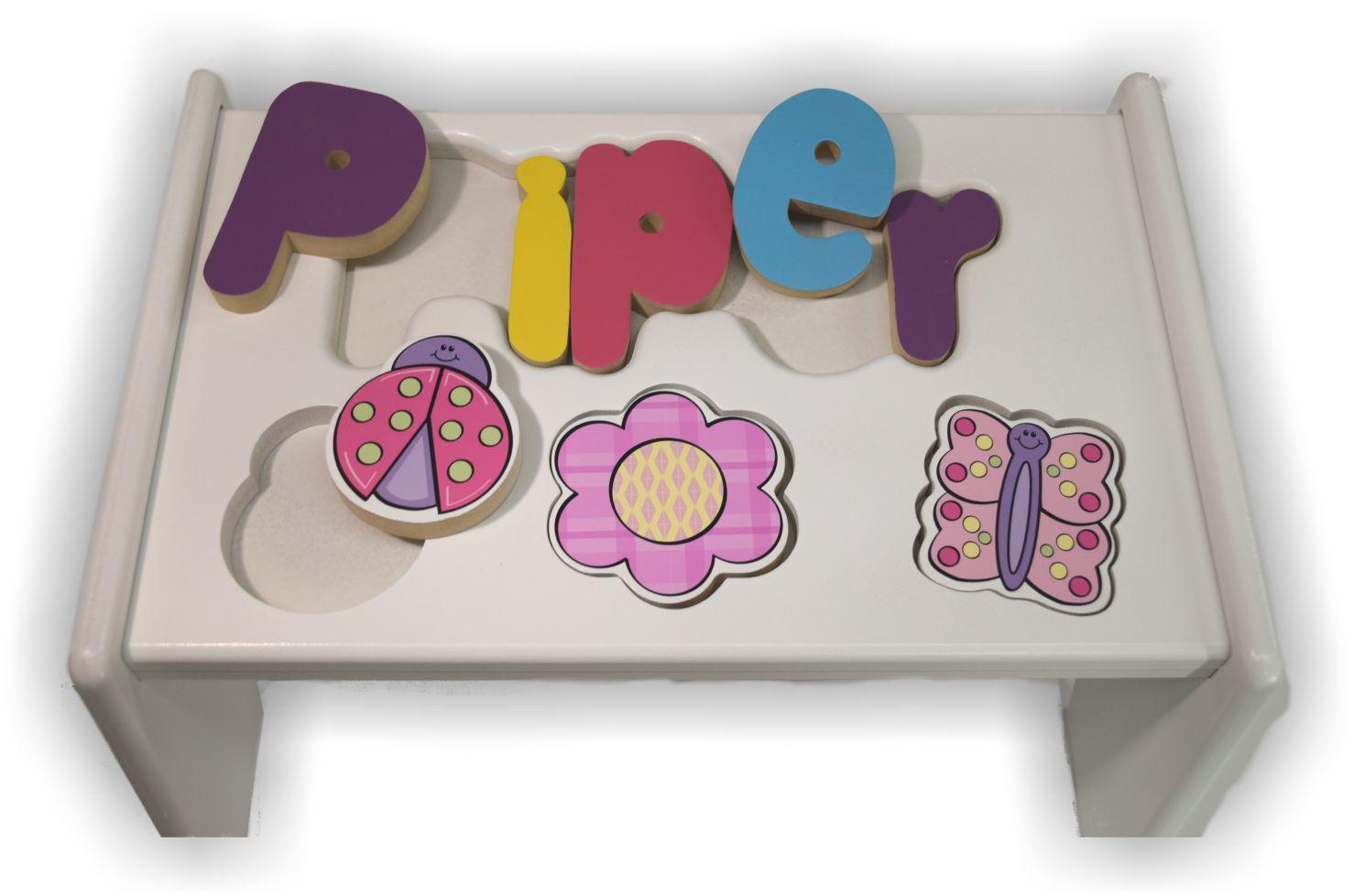 Butterfly, Flower and Ladybug Puzzle Stool