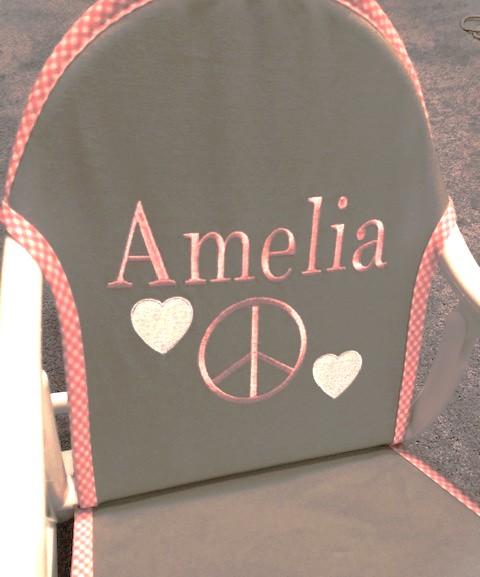 Peace Hearts Rocking Chair-Gray Canvas