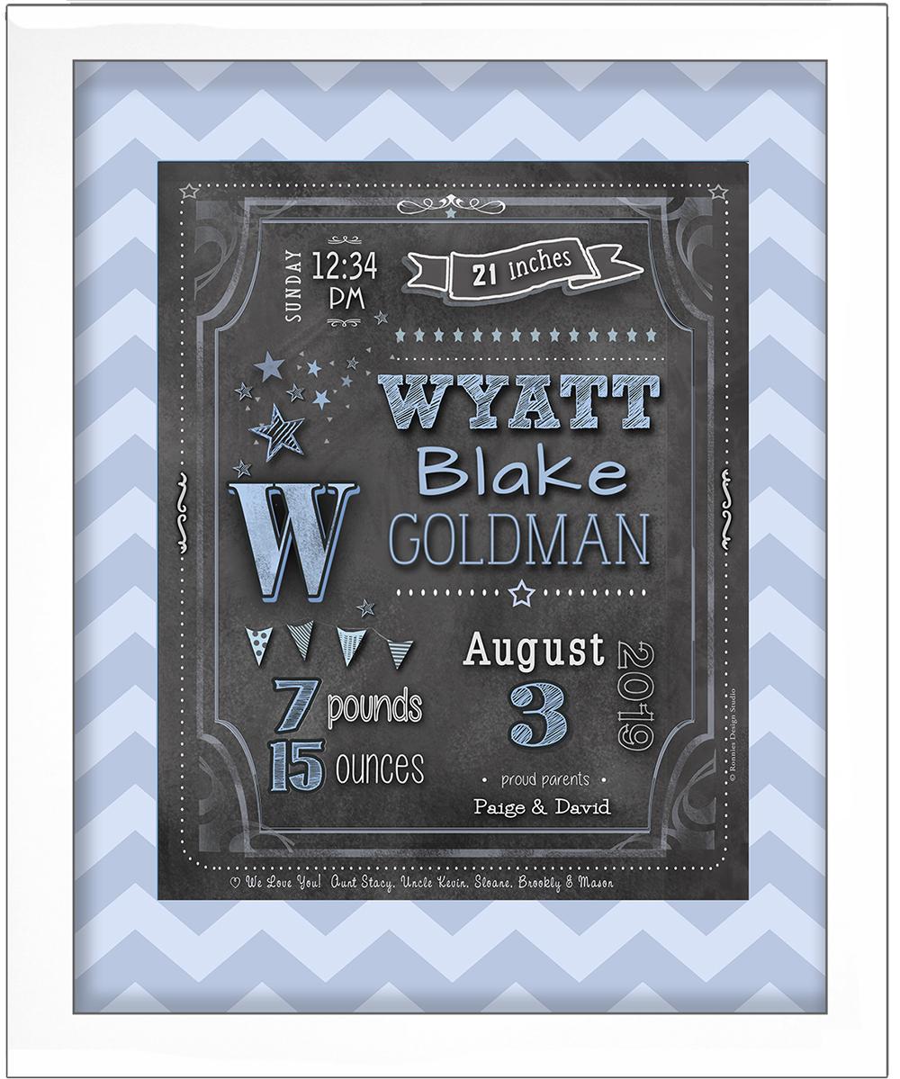 Boy Chalkboard Birth Announcement, image size:1000x1199